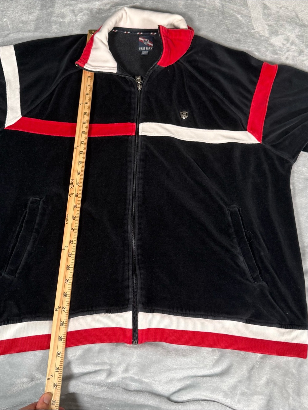 Vintage Phat Farm Velour Track Jacket Mens 2XL Full Zip Hip Hop Y2K - Picture 8 of 9